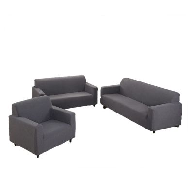 3 Pcs Sofa Cover Set, for Couch Sofa, Loveseat, Armchair, for 1 2 3 Seater Slipcover, Checks Jacquard Velvet Furniture Covers for Sofa and Loveseat (Silver Grey, 3Pcs(Sofa+Loveseat+Armchair))