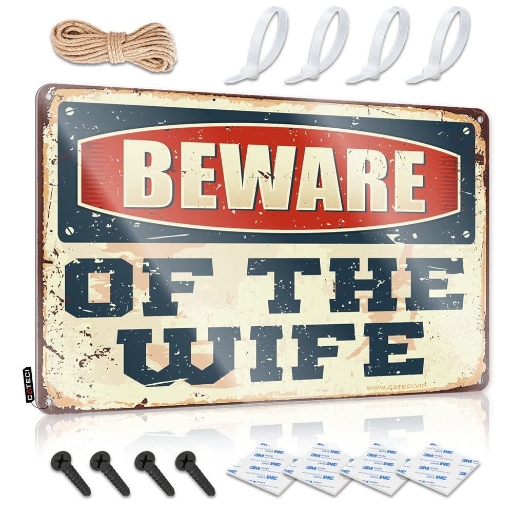 Warning Signs for Home Beware of The Wife Metal Sign Redneck Gifts for Men Democrat Gifts ( Size : 30X40CM )