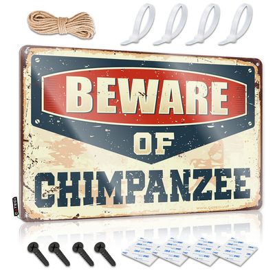 Warning Signs for Home Beware of Chimpanzee Metal Sign Redneck Gifts for Men Democrat Gifts ( Size : 30X40CM )
