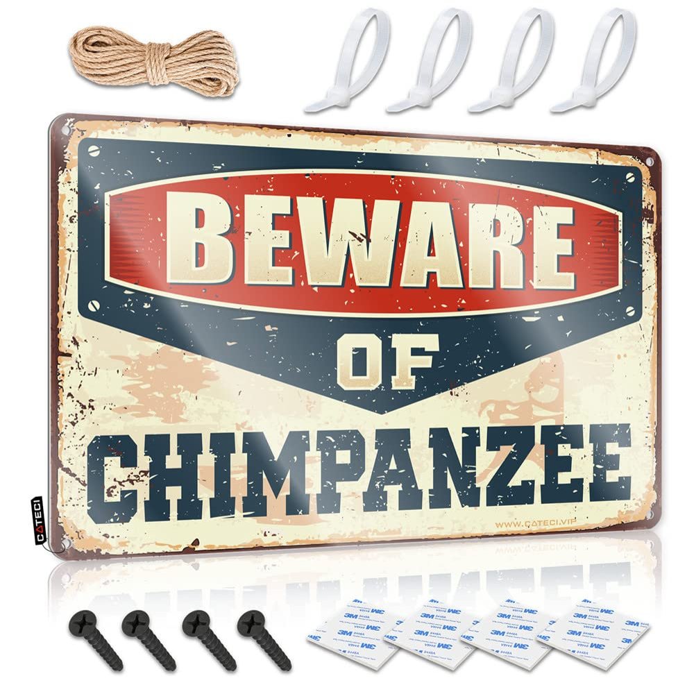 Warning Signs for Home Beware of Chimpanzee Metal Sign Redneck Gifts for Men Democrat Gifts ( Size : 30X40CM )