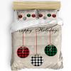 3 Piece Comforter Cover Set Twin, Happy Holidays Winter Snowflakes Christmas Lattice Balls Retro Style Duvet Cover Set Soft Bedding Set for Kids Teens Children Adults (1 Duvet Cover and 2 Pillowcases) view 1