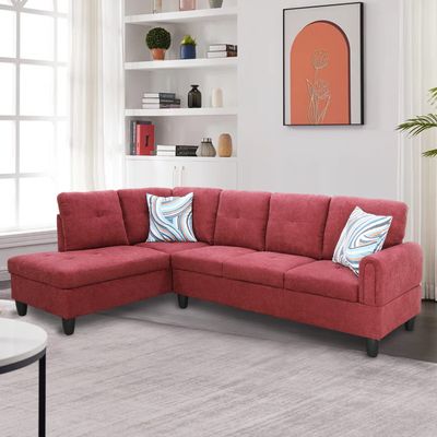 A Ainehome Small Sectional Sofa Couch for Living Room 97 Wide L Shape Couch with Soft Seat and Modern Flannelette Fabric for Small Space Rooms Apartment (RedLeft Hand Facing)