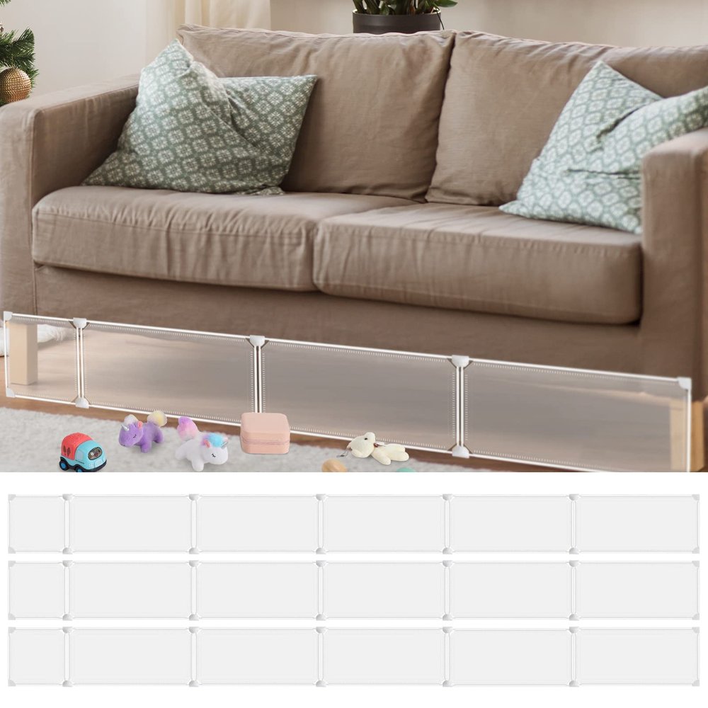 Tuanse 3 Sets Under Bed Blocker for Pet, Toy Blocker Under Couch Bumper Barrier for Furniture, Stop Pets Toy Going Barrier, Easy to Install, 78.7" Length 7" Height