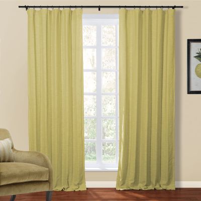 TWOPAGES Room Darkening Curtain Drape 108 Inches Long, Polyester Linen Window Curtain 4-in-1 Header Rod Pocket Flat Hooks Back Tab Hook Belt for Living Room, Kiwi, 72W x 108L, 1 Panel