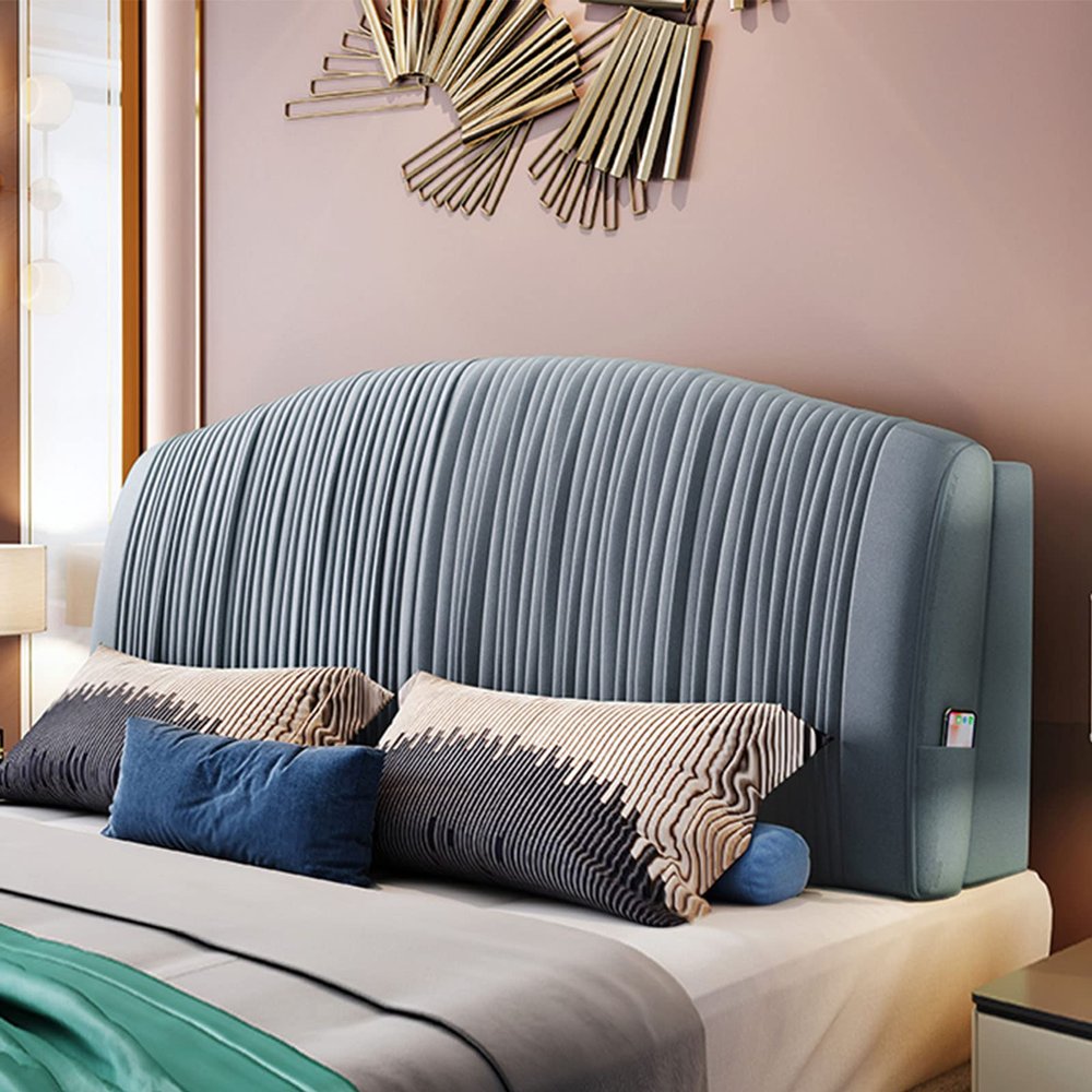 Headboard Backrest Upholstered Wall Pillow Fleece Reading Pillow Daybed Cushion Neck Back Cushion Lumbar Support Pad with Removable Cover,A,with headboard 78.7"/200cm