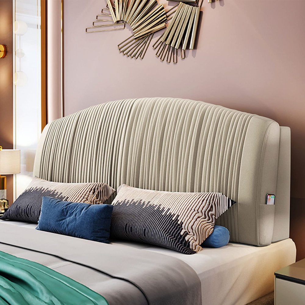 Headboard Backrest Upholstered Wall Pillow Fleece Reading Pillow Daybed Cushion Neck Back Cushion Lumbar Support Pad with Removable Cover,B,with headboard 78.7"/200cm