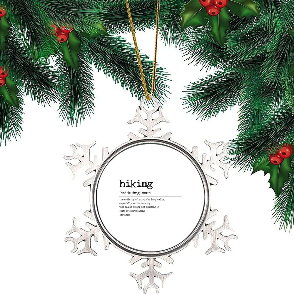 Christmas Hanging Ornament Round Snowflake Keepsake The Noun Definition of Hiking 3in Novelty Metal Souvenir Gift Xmas Tree Pendant Winter Holiday New Year Party Decorations