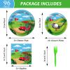 98 PCS Golf Party Plates and Supplies Sets for 24 Guests, Wonderful Golf Birthday Party Decorations Favors and Sport Tablewares with Napkins, Tablecloths, Forks by Wiooffen view 2