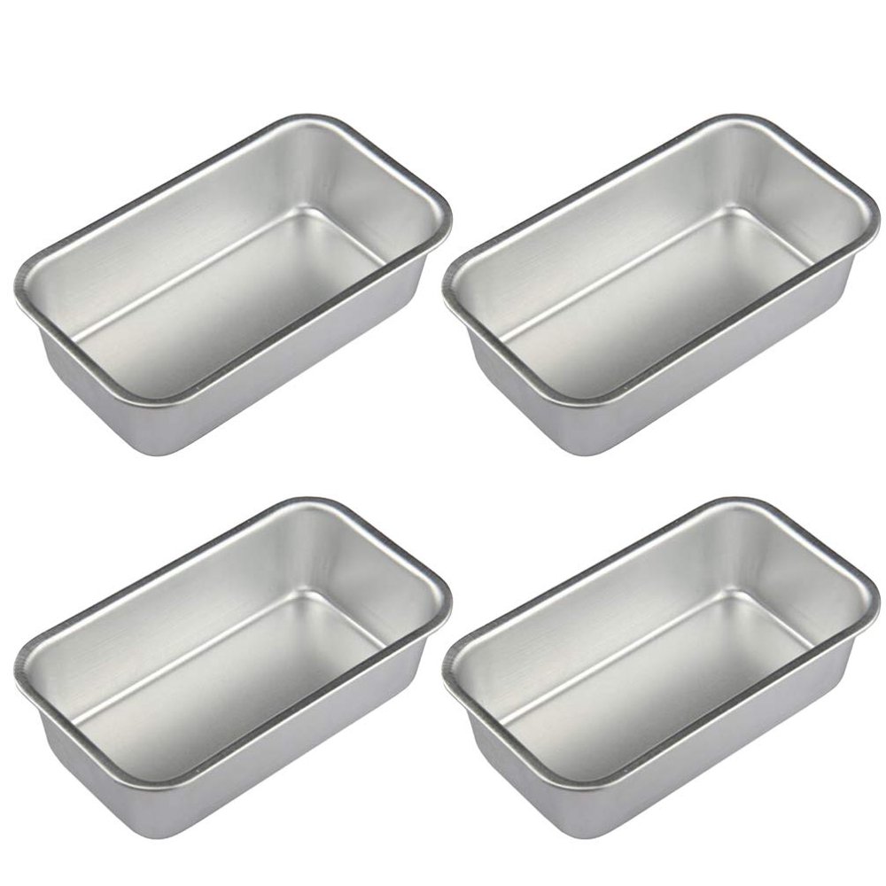 Kichvoe 4.7 * 2.7Inch Baking Pan Aluminum Alloy Bread Box Loaf Pan Set of 4, Loaf Pans Nonstick Baking Loaf Pan Meatloaf Cake Pan for Home Kitchen Restaurant Square Cake Pan Bread Pan