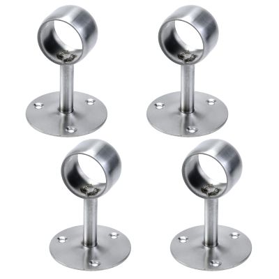 Antrader 1-1/2" Curtain Rod Ceiling Mount Bracket, Stainless Steel Flange Bracket, Shower Curtain Wardrobe Closet Rod Holder with Screws, Silver - Pack of 4