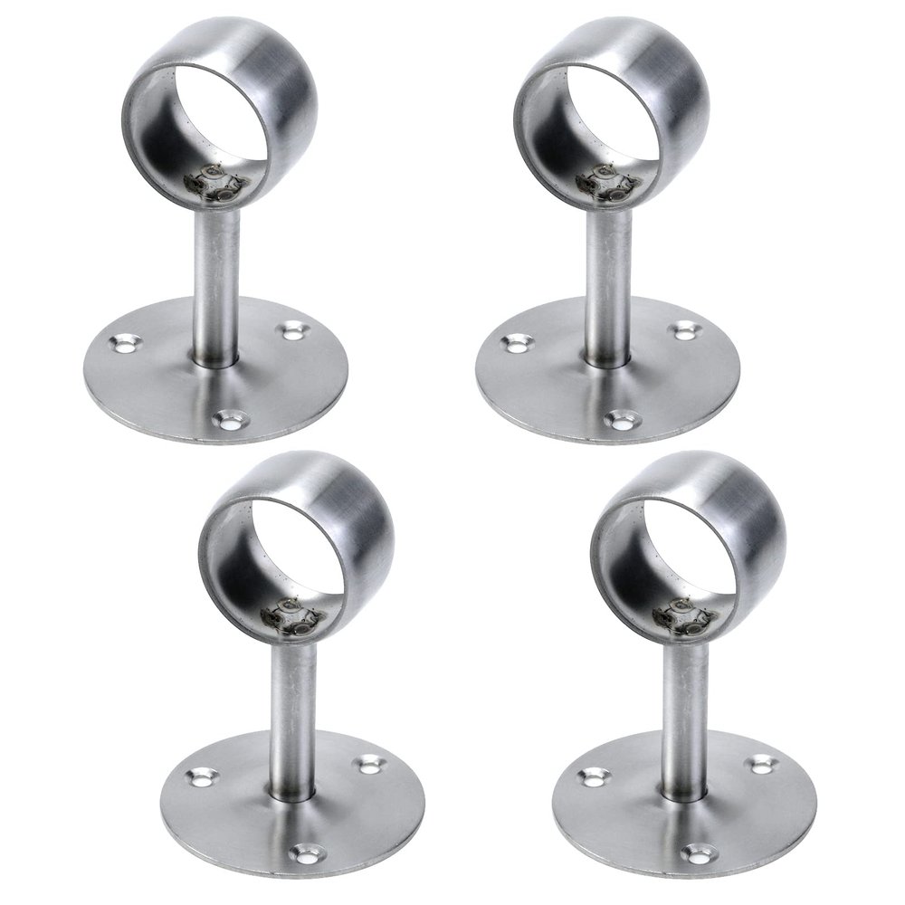 Antrader 1-1/2" Curtain Rod Ceiling Mount Bracket, Stainless Steel Flange Bracket, Shower Curtain Wardrobe Closet Rod Holder with Screws, Silver - Pack of 4