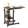 Hadulcet C Shaped Side Table Adjustable, Height Adjustable C Table with Wheels and Storage Shelves for Couch Bed Recliner Rustic Brown view 1