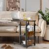 Hadulcet C Shaped Side Table Adjustable, Height Adjustable C Table with Wheels and Storage Shelves for Couch Bed Recliner Rustic Brown view 2