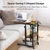 Hadulcet C Shaped Side Table Adjustable, Height Adjustable C Table with Wheels and Storage Shelves for Couch Bed Recliner Rustic Brown view 4