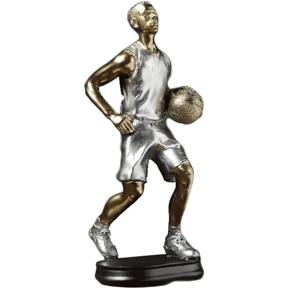 ABGRC Basketball Player Sculpture, Polyresin Art Sport Figurine for Home Office Decor, Creative Abstract Statue Ornament