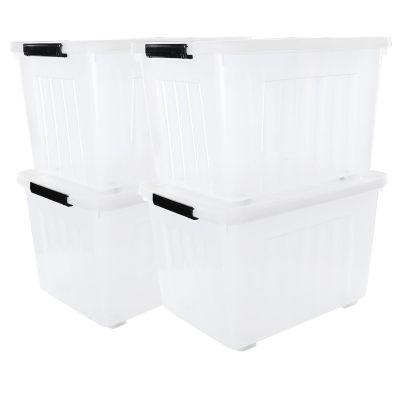Cand 4 Packs 50 QT Storage Bins with Lids, Clear Large Plastic Storage Container Box