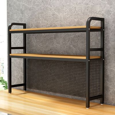 GUODDM 2 Tier Desktop Bookcase - Multipurpose Wood Countertop Hutch Bookshelf, with Grid Storage Storage Rack, Adjustable Display Shelf Rack Organizer, for Dorm Office Home