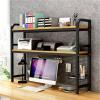 GUODDM 2 Tier Desktop Bookcase - Multipurpose Wood Countertop Hutch Bookshelf, with Grid Storage Storage Rack, Adjustable Display Shelf Rack Organizer, for Dorm Office Home view 3