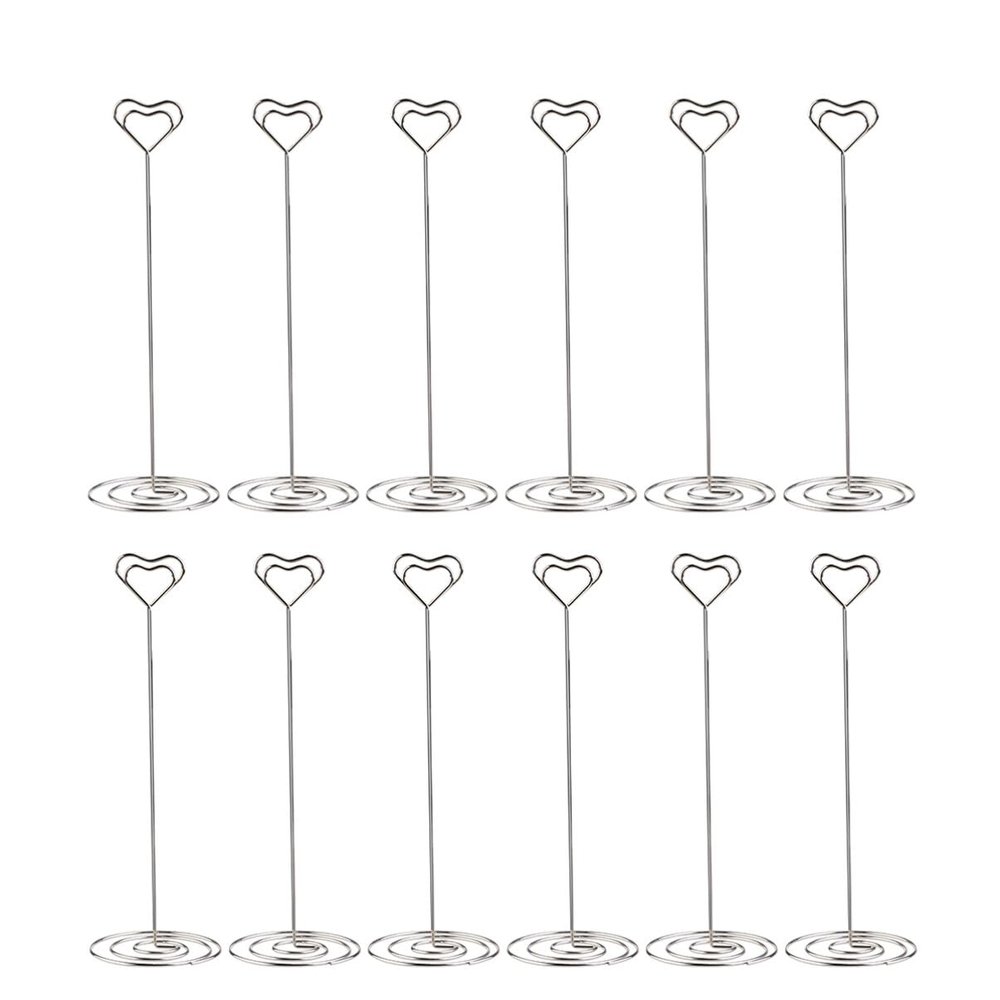 Place Card Holders, Table Picture Holder Heart Shape Menu Memo Clips for Wedding, Anniversary Party, Birthday Party, Restaurant, 12pcs 9 Tall