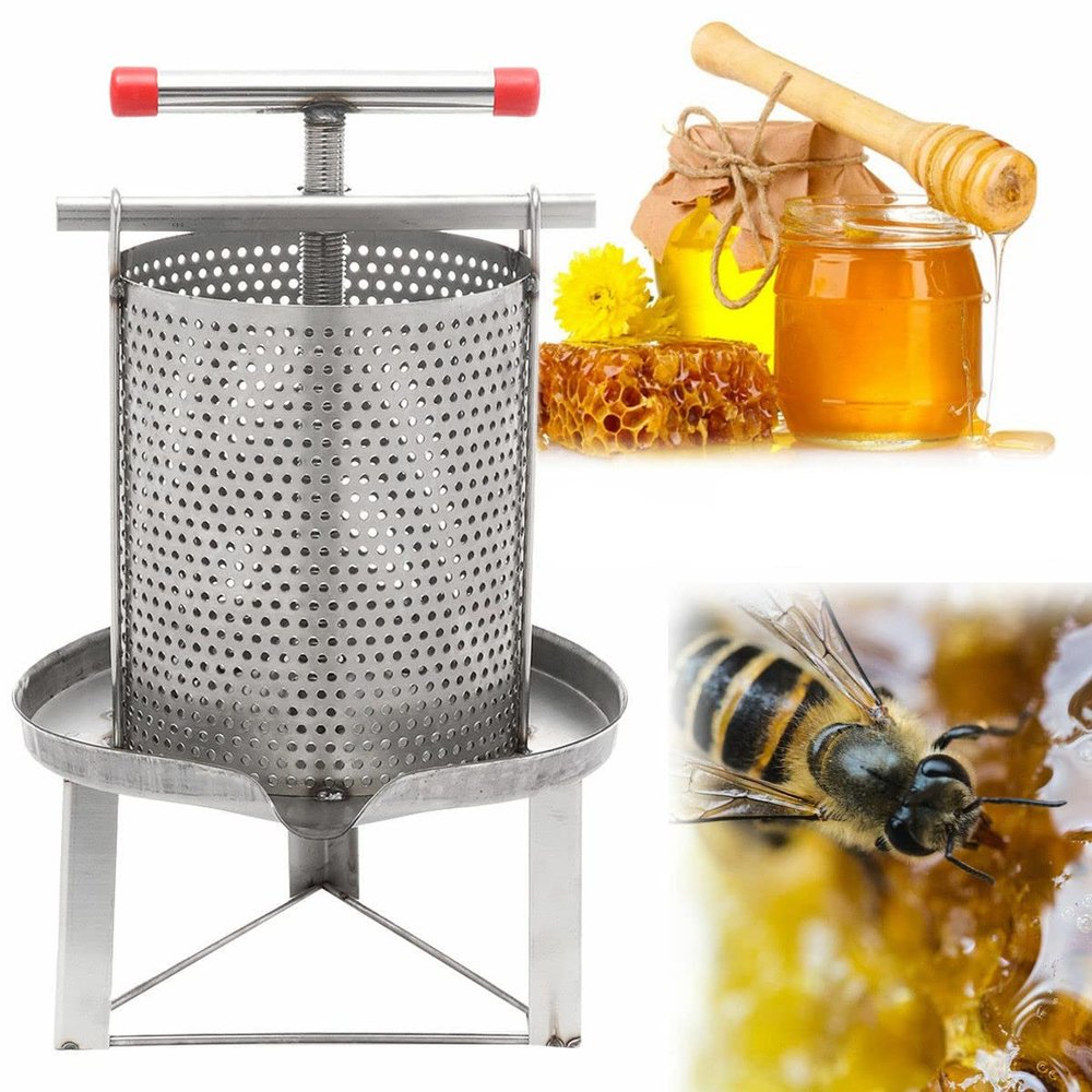 Fruit Wine Press Honey Wax Press Stainless Steel Manual Press, Honey Beeswax Extractor Natural Juice Press, Full Height 60CM