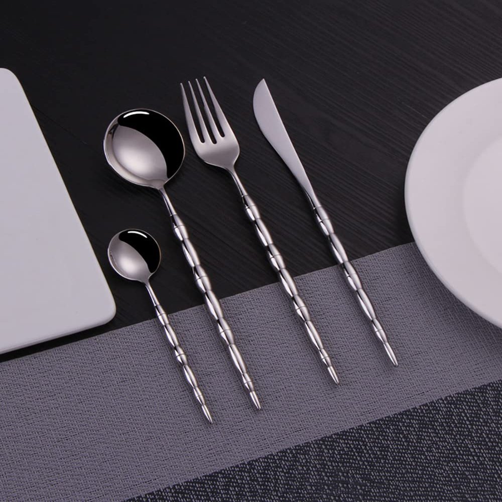 16 Piece Gold Silverware Set 4 18/10 Stainless Steel Flatware Sets Creative Handle Kitchen Cutlery Utensil Include Knife Spoon Fork Teaspoon