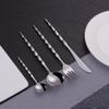 16 Piece Gold Silverware Set 4 18/10 Stainless Steel Flatware Sets Creative Handle Kitchen Cutlery Utensil Include Knife Spoon Fork Teaspoon view 3