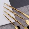 16 Piece Gold Silverware Set 4 18/10 Stainless Steel Flatware Sets Creative Handle Kitchen Cutlery Utensil Include Knife Spoon Fork Teaspoon view 4