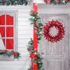 MISNODE Artificial Red Berry Wreath for Front Door, 18 Inch Christmas Berry Wreath Twig Berries Wreath, Artificial Pip Berry Wreath for Valentines Day Holiday Party Wall Window Farmhouse Home Decor view 2