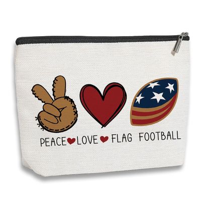 kdxpbpz Football Travel Pouch Flag Football Bag Football Gifts Football Mom Gifts C Team Coach Gifts Sport Fans Gifts for Football Lovers Players Birthday Gifts - Peace Love Flag Football