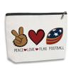 kdxpbpz Football Travel Pouch Flag Football Bag Football Gifts Football Mom Gifts C Team Coach Gifts Sport Fans Gifts for Football Lovers Players Birthday Gifts - Peace Love Flag Football view 1