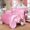 Rico Bedding 100% Silk Satin Comforter, 300 GSM, All Season Soft Quilted Down Alternative Comforter, Hotel Quality Soft Cozy Fluffy Bedding. (Rose Pink, King/Cal-King) view 1