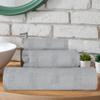 Superior Roma Cotton 3 Piece Assorted Towel Set, Highly Absorbent, Ribbed, Quick-Dry, Shower, Spa Basics, Home Essentials, Solid, Includes; 1 Bath Towel, 1 Hand Towel, 1 Face Towel, Silver view 2