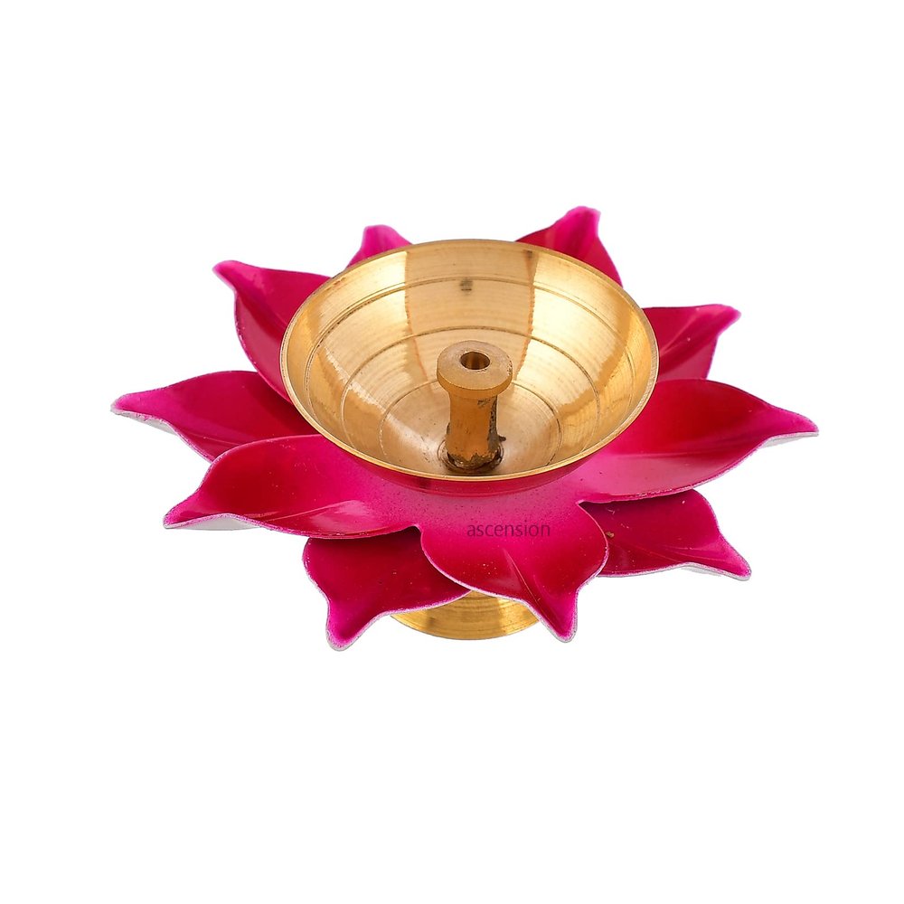 Brass Lotus Diya for Puja Kamal Patti Flower Shaped Brass Diyas Oil Lamp for Pooja Room aarti Temple mandir Home Decoration & Gift Purposes (Pack of 3) by Indian Collectible