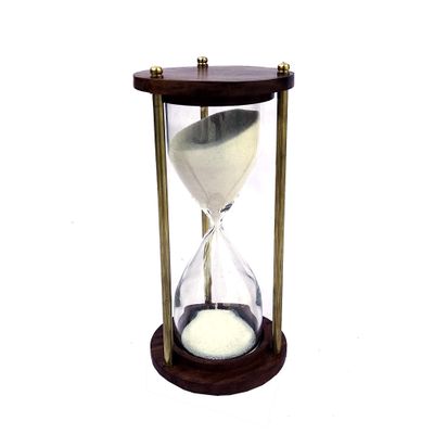 5 Minute Wood and Brass Antique Hourglass Sand Timer Sandglass Clock Ideal for Exercise, Tea Making Nautical Dcor Item & Gift for Anyone by Indian Collectible