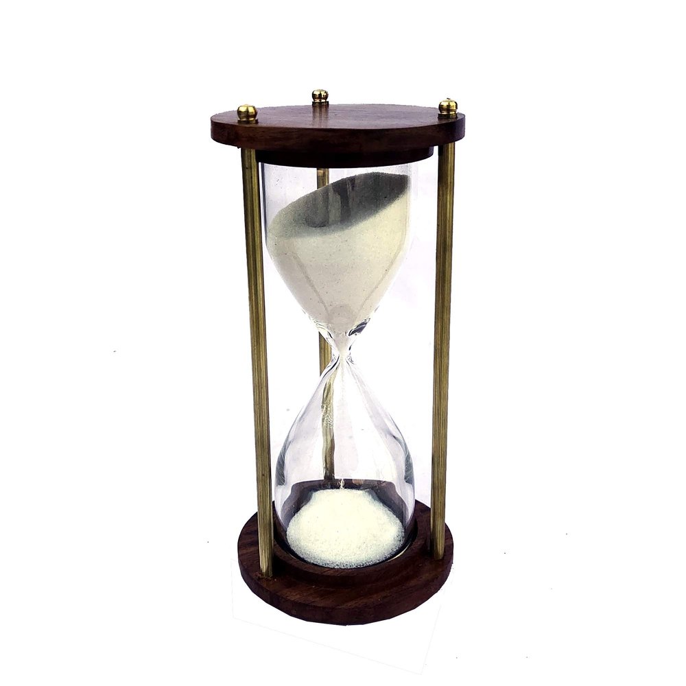 5 Minute Wood and Brass Antique Hourglass Sand Timer Sandglass Clock Ideal for Exercise, Tea Making Nautical Dcor Item & Gift for Anyone by Indian Collectible