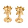 Set of 2 Pure Brass Diya for Puja Temaple Decoration, Lotus Shape Pillar Diya Stand Oil Lamp for Home Mandir Pooja Articles Decor Gifts (Size 3.8 Inch, 2Pcs) by Indian Collectible view 2