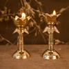 Set of 2 Pure Brass Diya for Puja Temaple Decoration, Lotus Shape Pillar Diya Stand Oil Lamp for Home Mandir Pooja Articles Decor Gifts (Size 3.8 Inch, 2Pcs) by Indian Collectible view 3