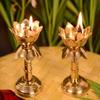 Set of 2 Pure Brass Diya for Puja Temaple Decoration, Lotus Shape Pillar Diya Stand Oil Lamp for Home Mandir Pooja Articles Decor Gifts (Size 3.8 Inch, 2Pcs) by Indian Collectible view 4