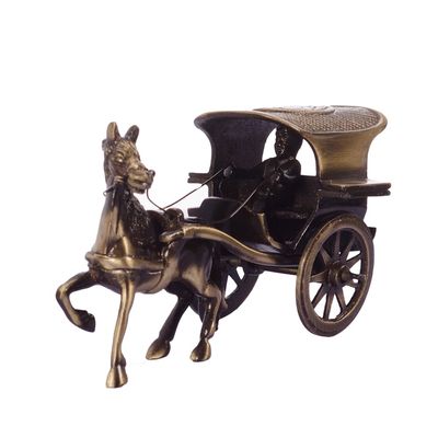 Antique Finish European Horse Cart Brass Showpiece (15 cm x 8 cm x 9, Brown) by Indian Collectible