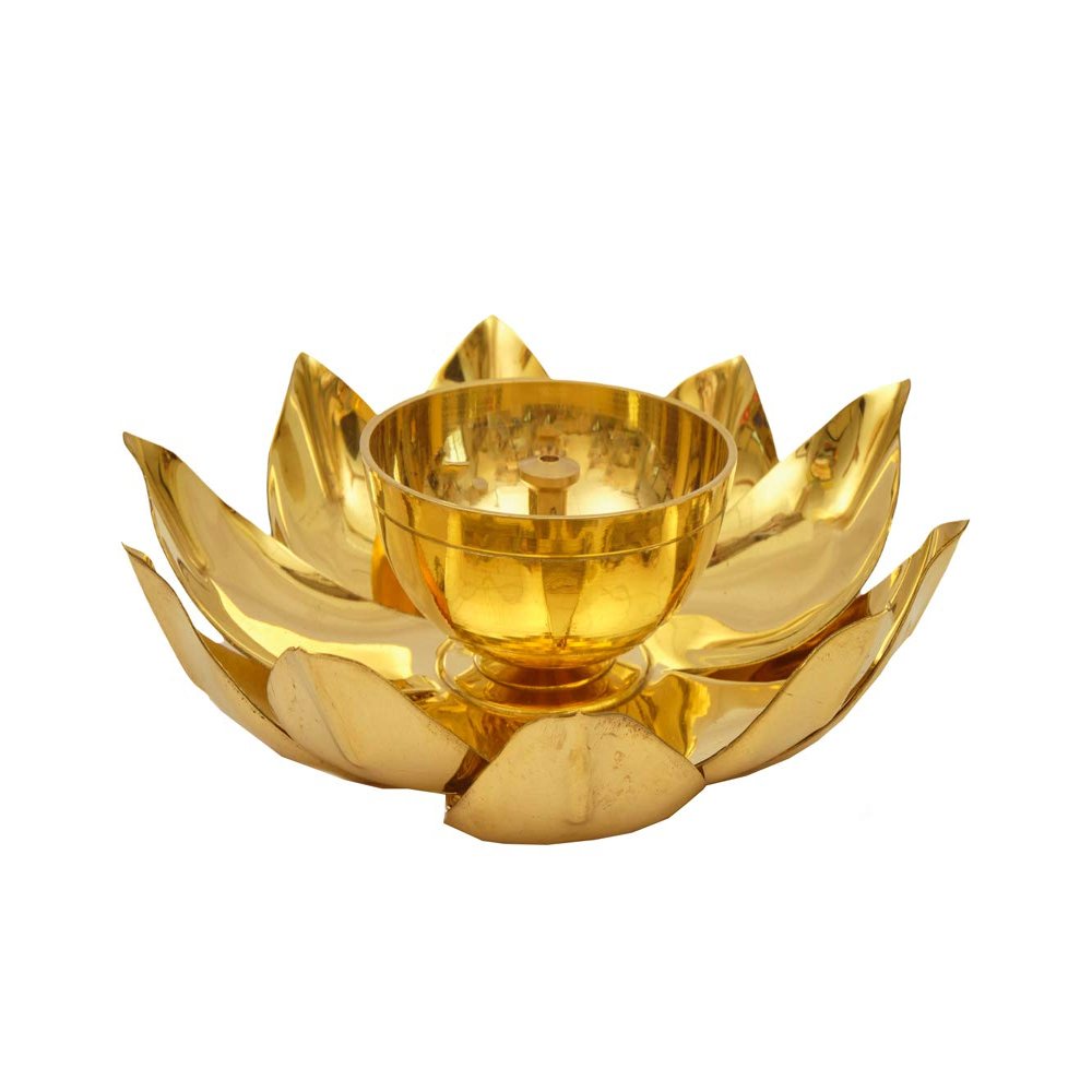 Brass Decorative Diyas in Flower Design Buy Online Diameter 6 inches by Indian Collectible