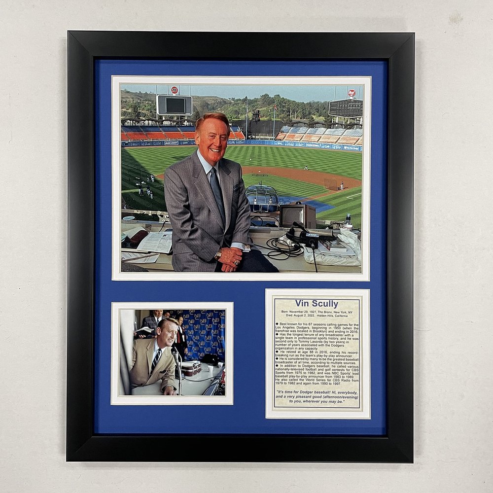 Legends Never Die, Inc. Vin Scully | Los Angeles Dodgers | 12"x15" Framed Photo Collage