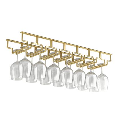 7 slots Under Cabinet Wine Glass Rack, Wine Glasses Hanger, Wine Glass Holder Storage Hanger, Metal glass cup Organizer, for Kitchen, Bar, Restaurant, Screw Install (Size : 77 * 28 * 5.5cm)