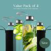 Kitchen Lux 32 oz Glass Water Bottle Set of 4 - Reusable, Eco-Friendly, Airtight, Leak Proof Bottles for Travel view 3