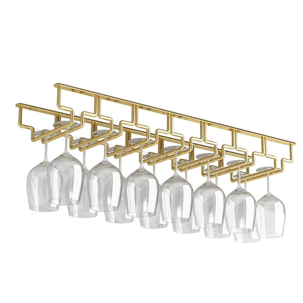 7 slots Under Cabinet Wine Glass Rack, Wine Glasses Hanger, Wine Glass Holder Storage Hanger, Metal glass cup Organizer, for Kitchen, Bar, Restaurant, Screw Install (Size : 77 * 18 * 5.5cm)