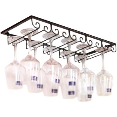 5 slots Wine Glass Rack, Stemware Holder, Wine Glasses Storage Hanger Metal glass cup Organizer, for Cabinet Kitchen Bar