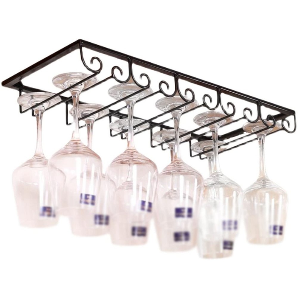 5 slots Wine Glass Rack, Stemware Holder, Wine Glasses Storage Hanger Metal glass cup Organizer, for Cabinet Kitchen Bar