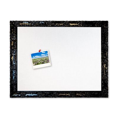 Glam Framed White Fabric Bulletin Board Handcrafted (24x30, Jet Black)