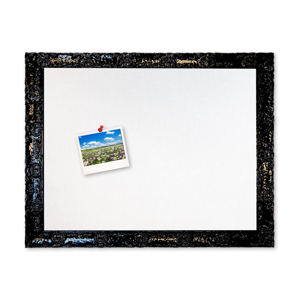 Glam Framed White Fabric Bulletin Board Handcrafted (24x30, Jet Black)