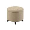 Attractive Round Stylish Button Tufted Top Ottoman Storage with Removable Lid | Size: 19.75"L x 19.75"W x 17.00"H Durable Seating Footrest & Coffee Table | Modern Glam Easy to Clean Tan Brown Color view 4