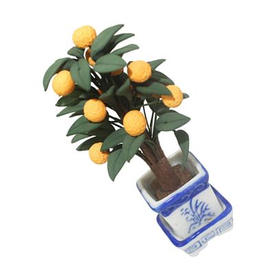 Decoration Ceramic Mini Orange Tree Potted Plants Toys Photograph Props for Mini Garden Doll House Ornaments
